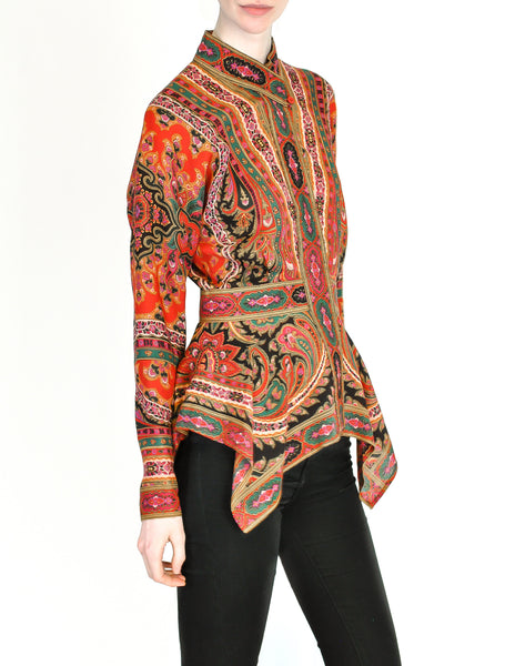 Kenzo Vintage Floral Paisley Wool Scarf Hem Top - Amarcord Vintage Fashion
 - 6