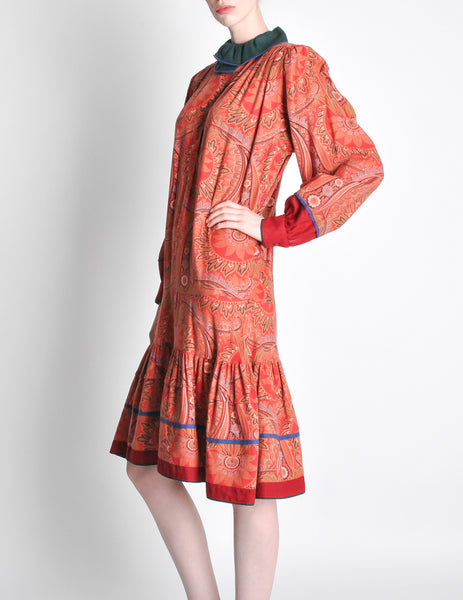 Kenzo Vintage Red Paisley Dress