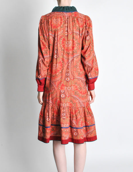 Kenzo Vintage Red Paisley Dress
