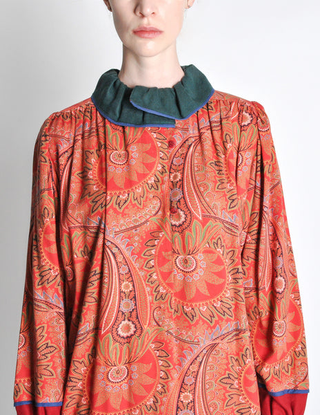 Kenzo Vintage Red Paisley Dress
