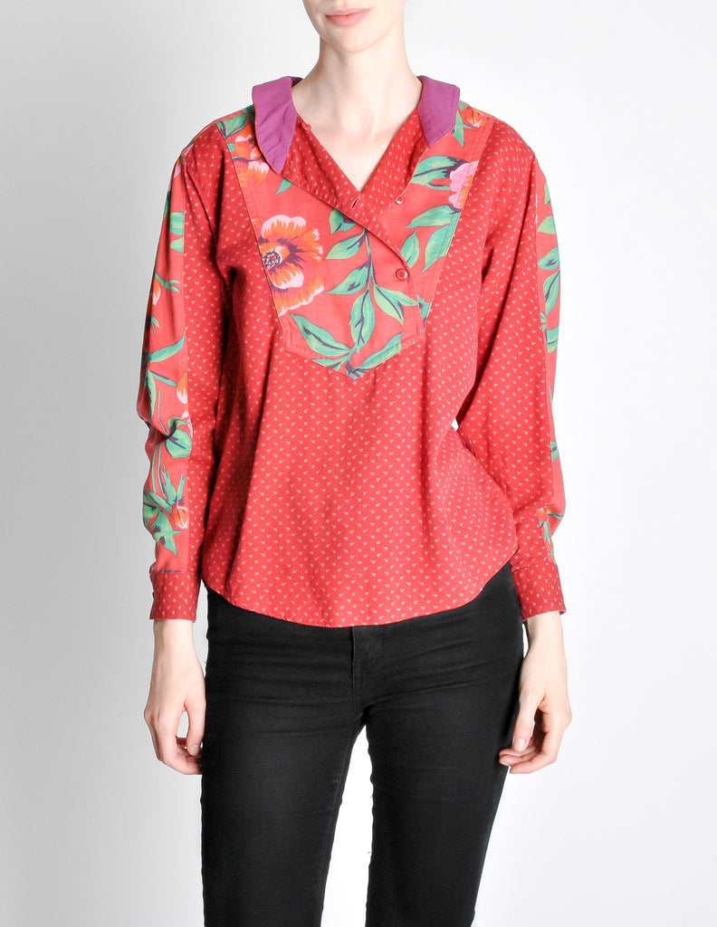 Kenzo Vintage Floral Print Long Sleeve Top Amarcord Vintage Fashion