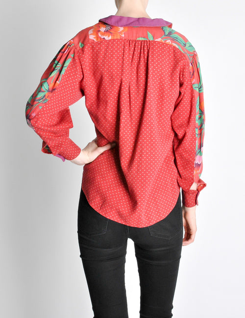 Kenzo Vintage Floral Print Long Sleeve Top Amarcord Vintage Fashion