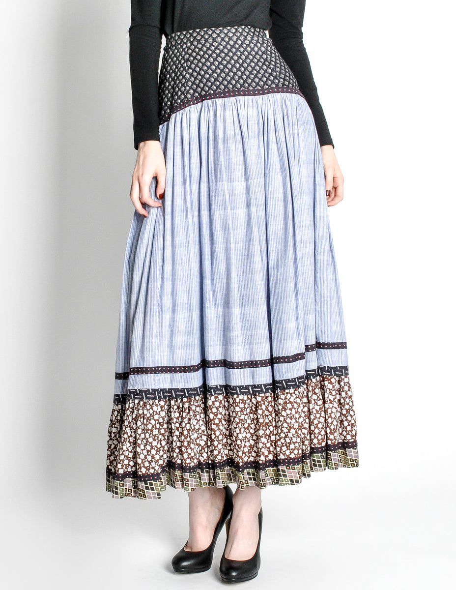 Koos Vintage Striped Floral Prairie Maxi Skirt – Amarcord Vintage Fashion