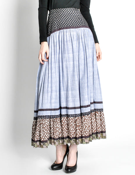 Koos Vintage Striped Floral Prairie Maxi Skirt