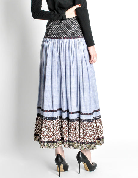 Koos Vintage Striped Floral Prairie Maxi Skirt