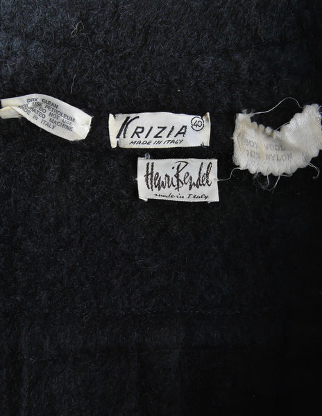 Krizia Vintage Black Fuzzy Wool Coat