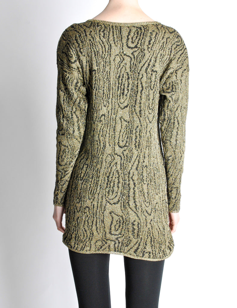 Krizia Vintage Black and Gold Sweater Dress Amarcord Vintage Fashion