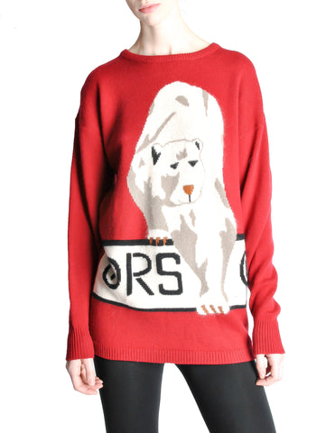 Krizia Vintage Red Orso Polar Bear Sweater