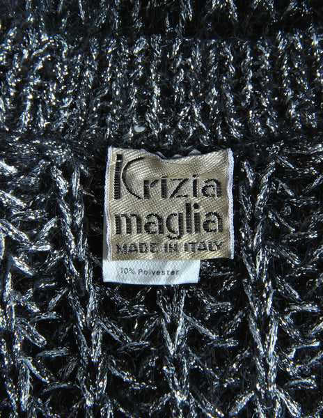 Krizia Vintage Black and Silver Oversized Cardigan