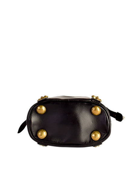 EnSoie Zurich L'Histoire des Lapins 1990s Rustic Black Leather Tote Handbag