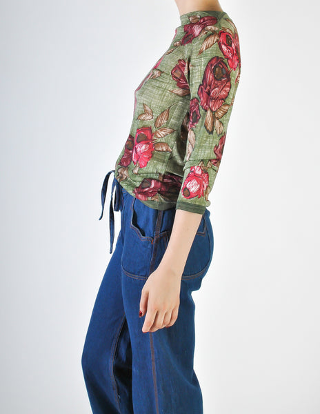 La Duchesse Vintage Artsy Rose Print Jersey Top - Amarcord Vintage Fashion
 - 3