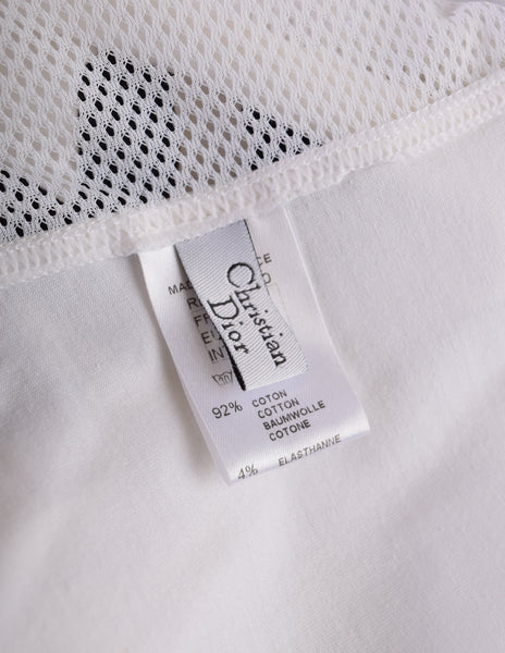 Christian Dior Vintage SS 2001 by John Galliano MISS DIOR White Cotton Mesh Bodycon Micro Mini Dress