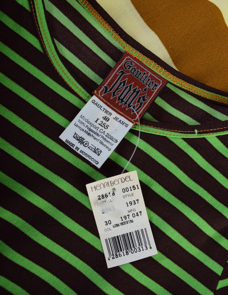 Jean Paul Gaultier Vintage Multicolor Egyptian Print Striped Maxi Dress