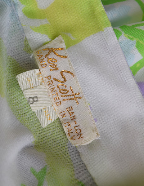 Ken Scott Vintage 1967 Poggio Imperiale Purple Green Floral Print Mini Dress
