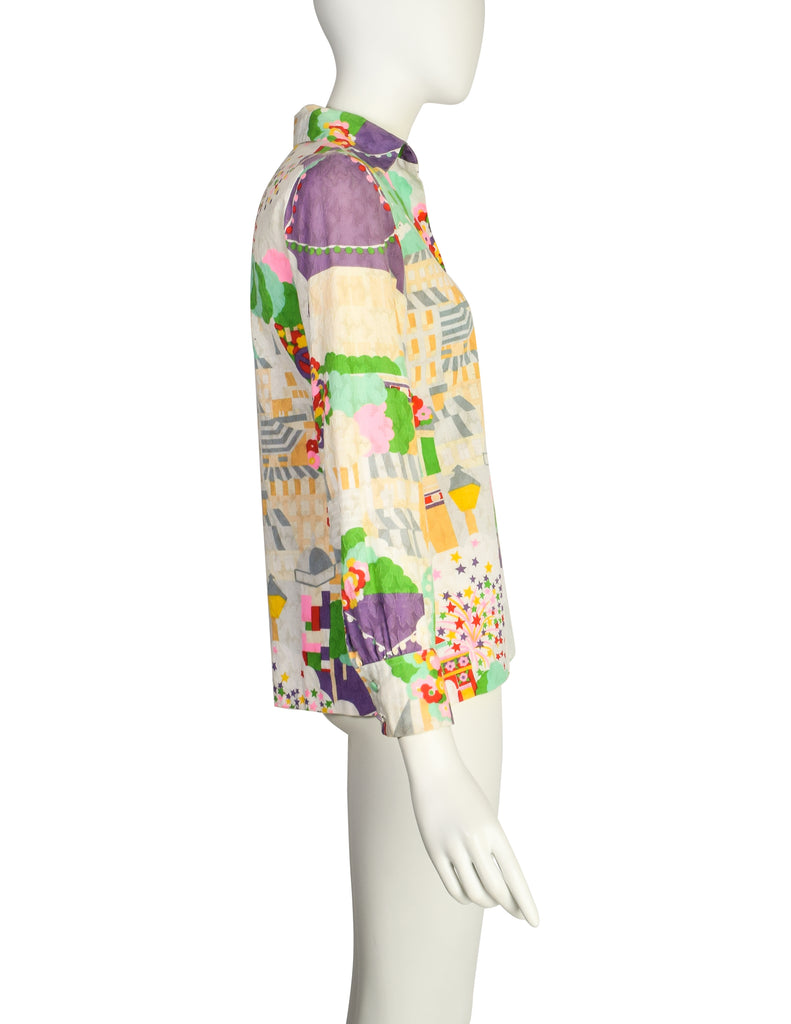 Lanvin Vintage 1970s Parisian Arc de Triomphe Novelty Print