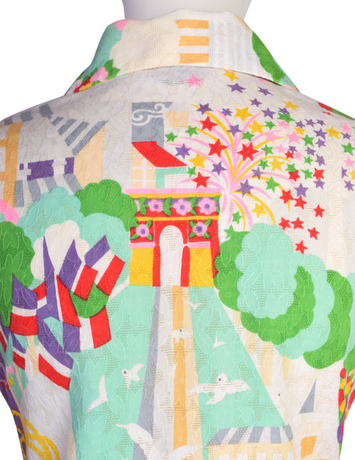 Lanvin Vintage 1970s Parisian Arc de Triomphe Novelty Print
