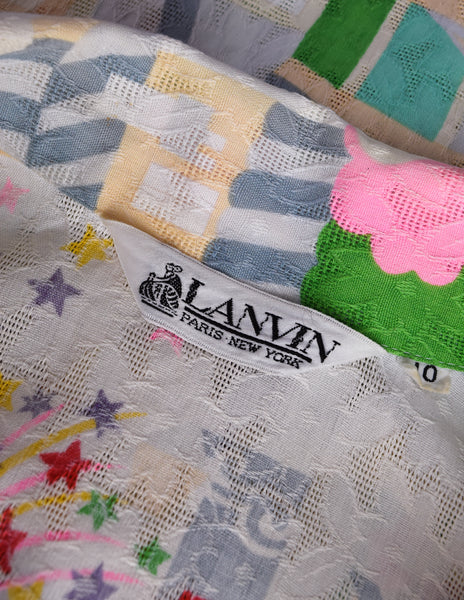 Lanvin Vintage 1970s Parisian Arc de Triomphe Novelty Print Cotton Jacquard Shirt