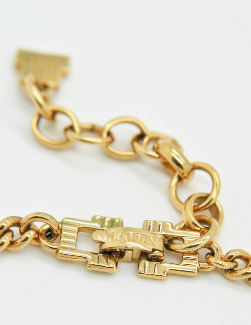 Lanvin Vintage Enamel Rhinestone Lotus Necklace Amarcord Vintage