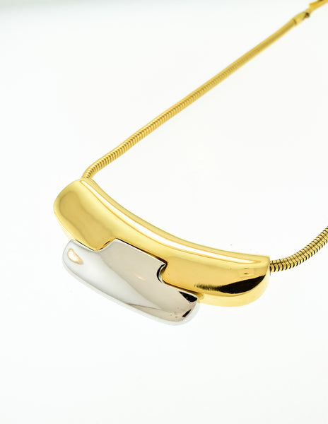 Lanvin Vintage Gold & Silver Modernist Choker Necklace - Amarcord Vintage Fashion
 - 2