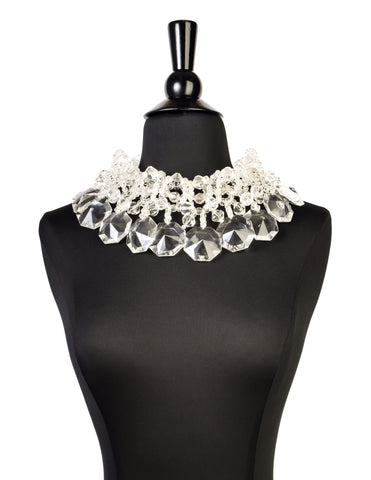 Vintage 1980s Oversized Clear Beaded Statement Necklace