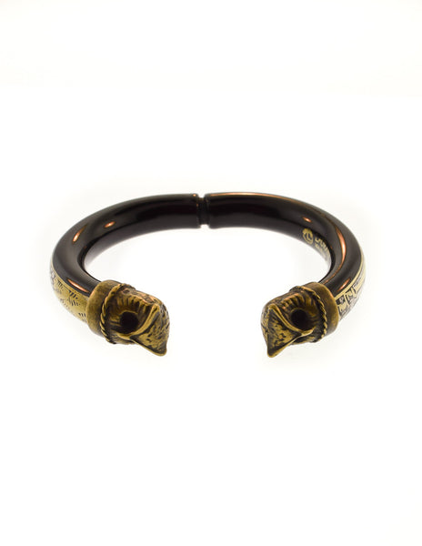 Laurana Vintage Black Gold Silver Enamel Owl Bracelet