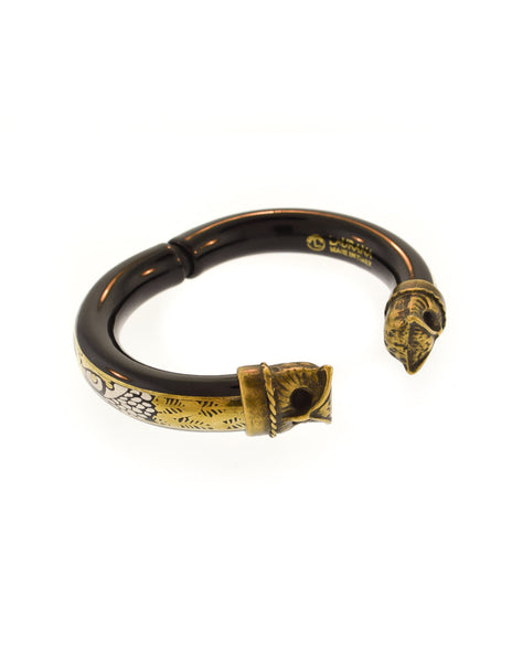 Laurana Vintage Black Gold Silver Enamel Owl Bracelet