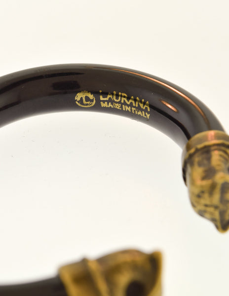Laurana Vintage Black Gold Silver Enamel Owl Bracelet