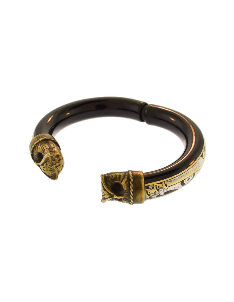 Laurana Vintage Black Gold Silver Enamel Owl Bracelet