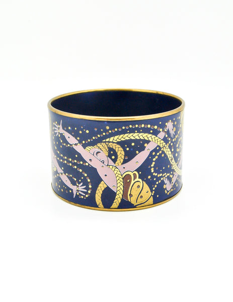 Laurana Vintage Blue Enamel Mardi Gras Brass Bracelet