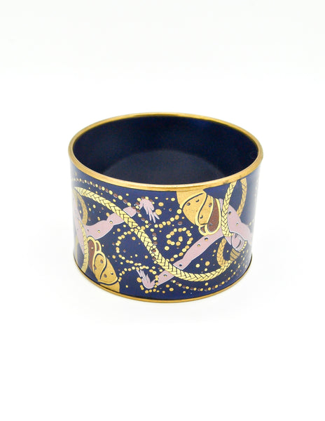 Laurana Vintage Blue Enamel Mardi Gras Brass Bracelet