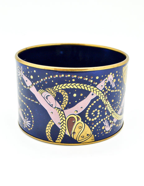 Laurana Vintage Blue Enamel Mardi Gras Brass Bracelet