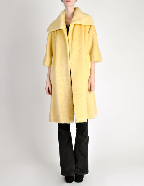 Lilli Ann Vintage Banana Yellow Wool Mohair Swing Coat - Amarcord Vintage Fashion
 - 4