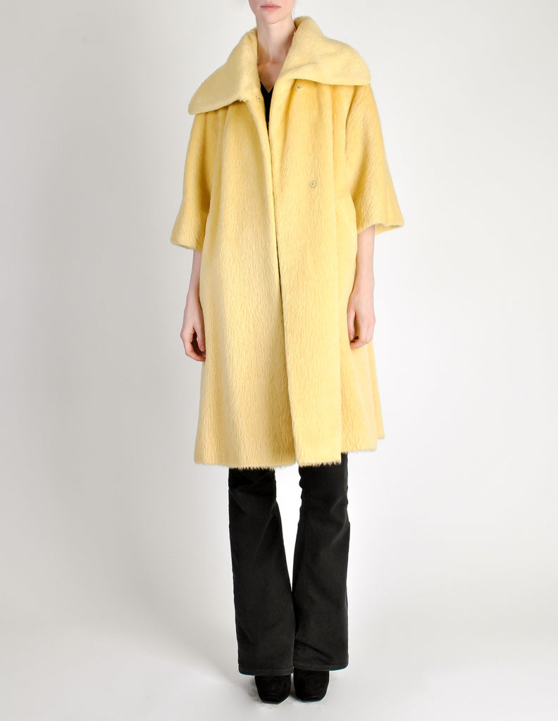 Lilli Ann Vintage Banana Yellow Wool Mohair Swing Coat Amarcord Vintage Fashion