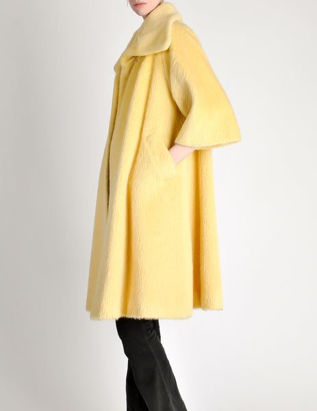 Lilli Ann Vintage Banana Yellow Wool Mohair Swing Coat - Amarcord Vintage Fashion
 - 8