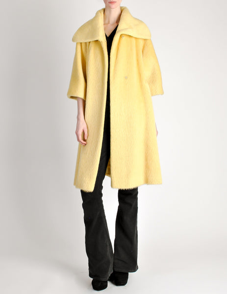 Lilli Ann Vintage Banana Yellow Wool Mohair Swing Coat - Amarcord Vintage Fashion
 - 2