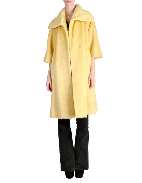 Lilli Ann Vintage Banana Yellow Wool Mohair Swing Coat - Amarcord Vintage Fashion
 - 1