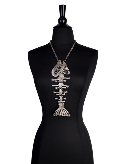 Fish skeleton necklace hotsell