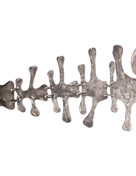 Louis Giusti Attributed Vintage 1960s Mid Century Massive Oversized Silver Fish Skeleton Necklace