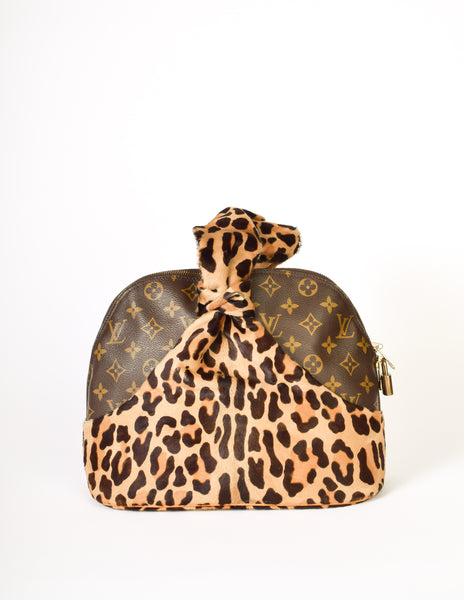 Louis Vuitton x Alaia Anniversary Vintage Alma Monogram and Leopard Complete Makeup and Handbag Set