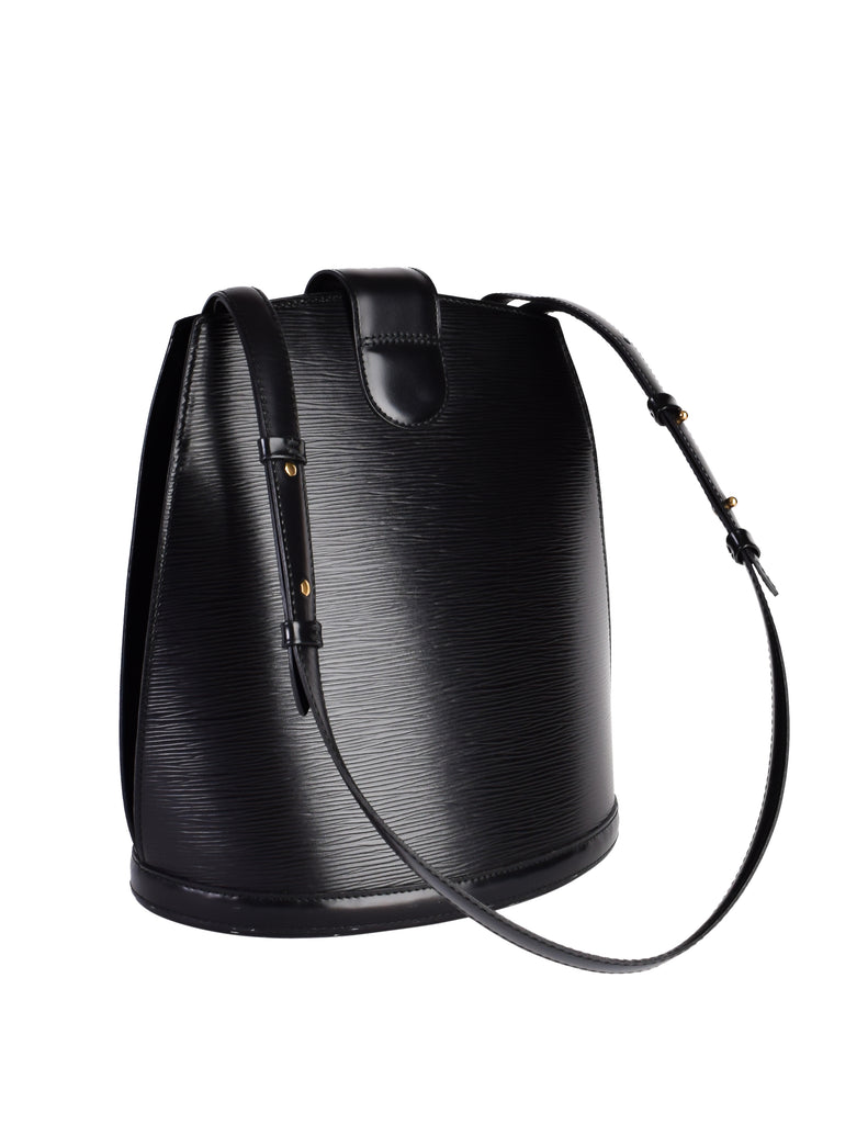 Louis Vuitton Vintage Cluny Black Epi Leather Bucket Shoulder Bag –  Amarcord Vintage Fashion