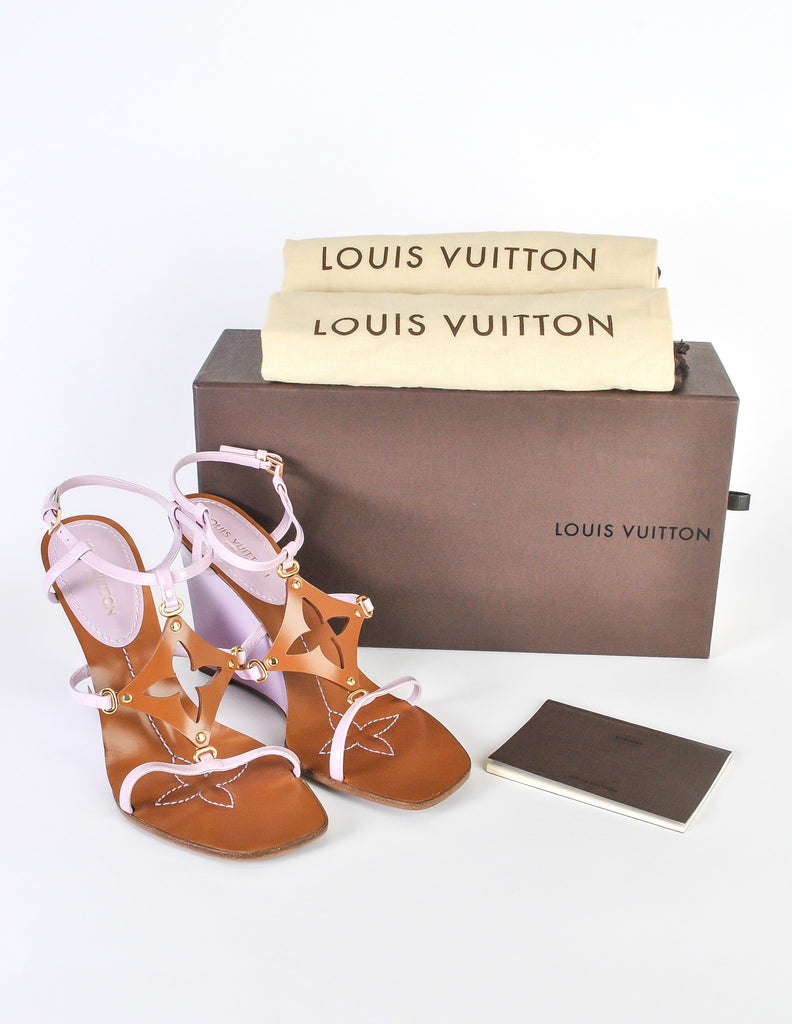 Louis Vuitton Brown and Orchid Strappy Wedge Sandals – Amarcord Vintage  Fashion