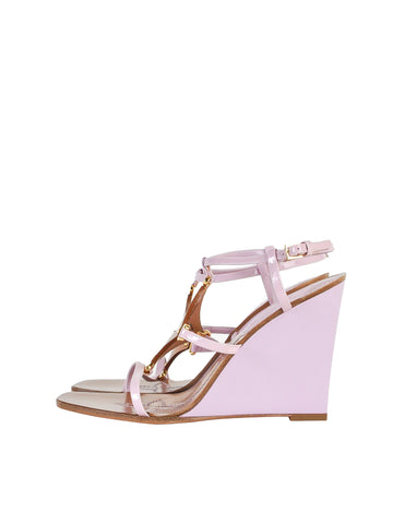 Louis Vuitton Brown and Orchid Strappy Wedge Sandals - Amarcord Vintage Fashion
 - 1