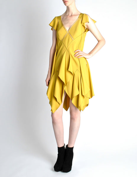 Louis Vuitton Mustard Yellow Wool Crepe Dress - Amarcord Vintage Fashion
 - 5
