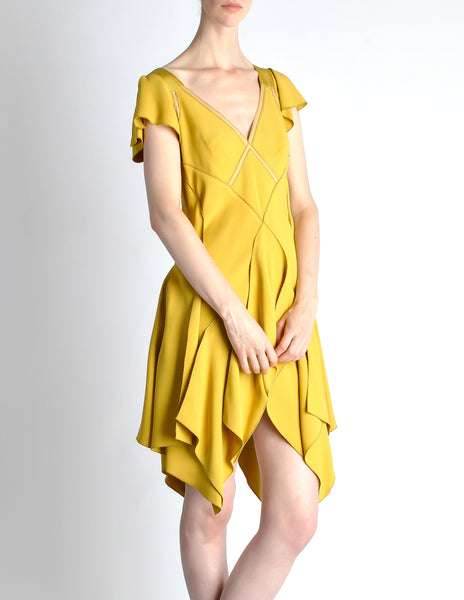 Louis Vuitton Mustard Yellow Wool Crepe Dress