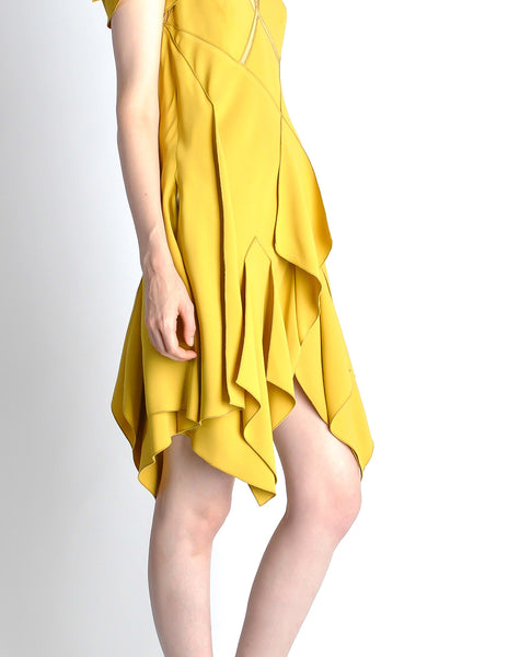 Louis Vuitton Mustard Yellow Wool Crepe Dress - Amarcord Vintage Fashion
 - 6