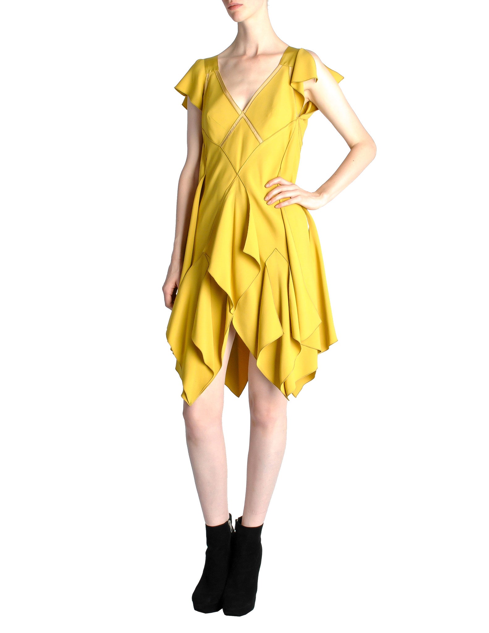 Louis Vuitton Mustard Yellow Wool Crepe Dress - Amarcord Vintage Fashion
 - 1