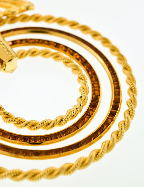 Lucien Piccard Vintage Gold Rhinestone Hoops Necklace