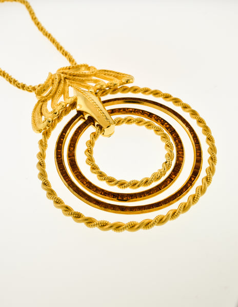 Lucien Piccard Vintage Gold Rhinestone Hoops Necklace