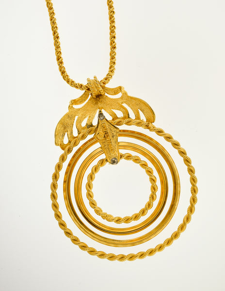 Lucien Piccard Vintage Gold Rhinestone Hoops Necklace