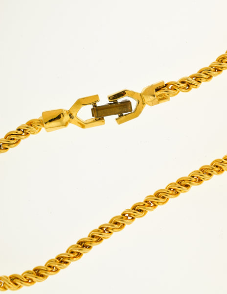 Lucien Piccard Vintage Gold Rhinestone Hoops Necklace